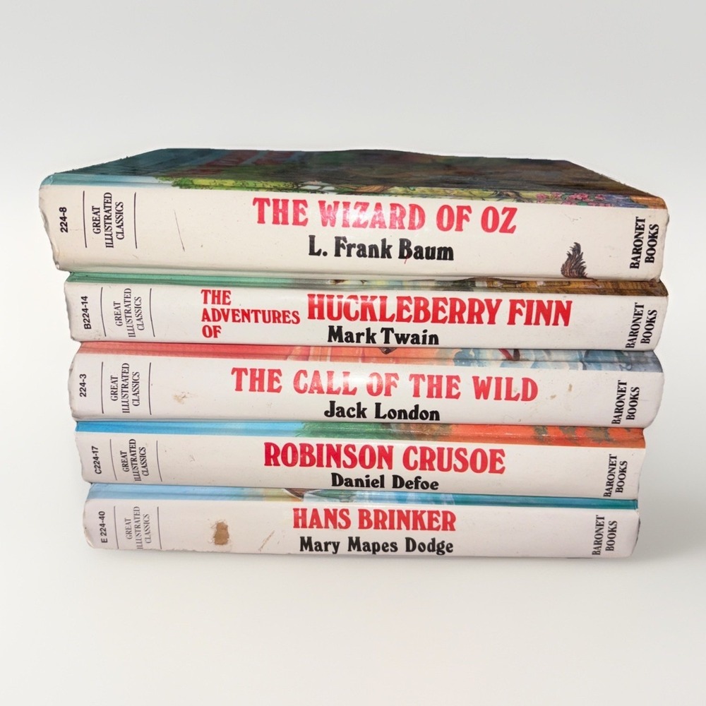 Lot of 5 Great Illustrated Classics ~ Hardcover Children's Books Oz Wild  Finn